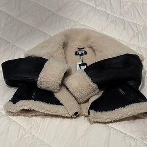 Frye Black Jacket with Cream Shearling Lining